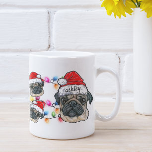 Taza De Café Navidades Santa Claus Pug Mascota Raza de perro co