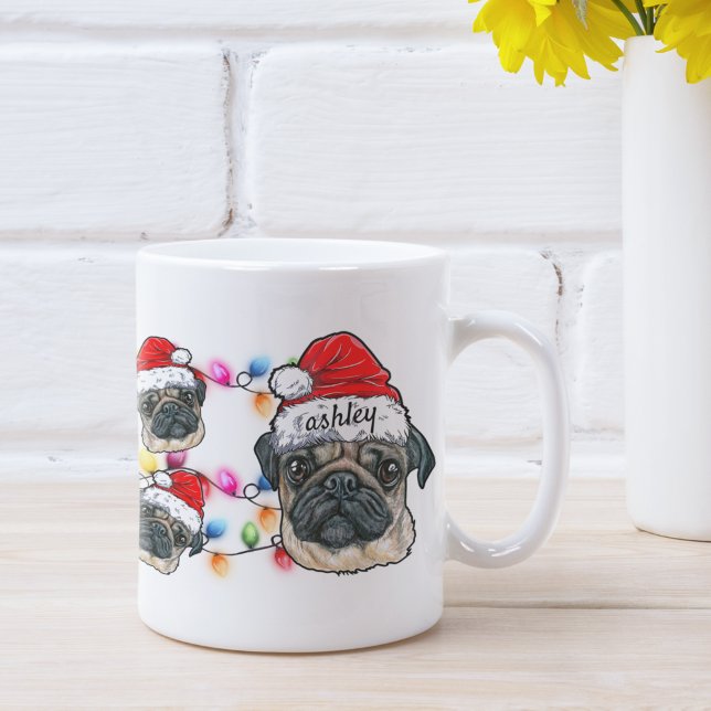 Taza De Café Navidades Santa Claus Pug Mascota Raza de perro co (Subido por el creador)