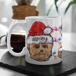 Taza De Café Navidades Santa Claus Yorkshire Terri Mascota Dog 