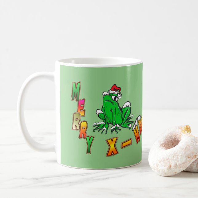 Taza De Café Navidades Santa Frog Merry Christmas Coffee Mug (Con donut)
