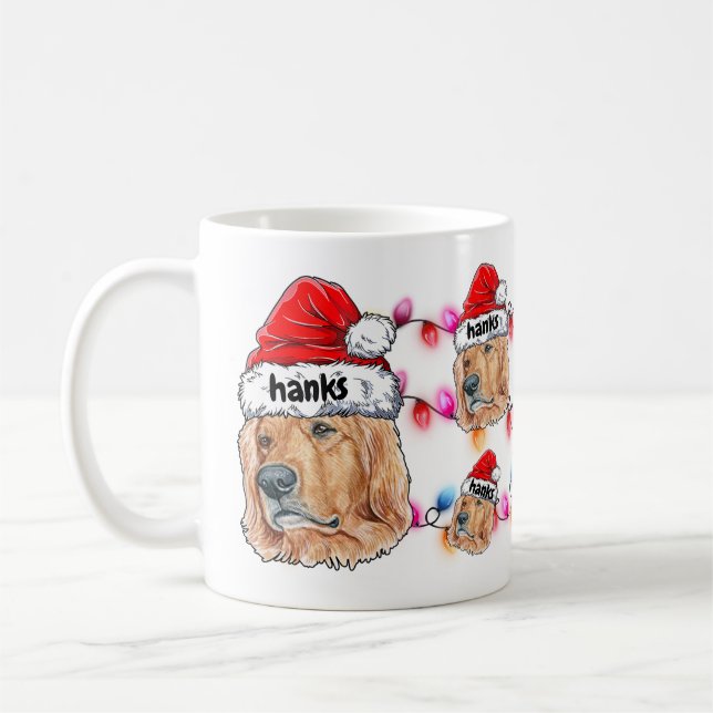 Taza De Café Navidades Santa Golden Retriever Dog Lover Cute (Izquierda)