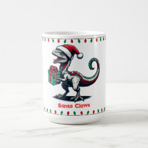 Taza De Café Navidades Santa hat raptor