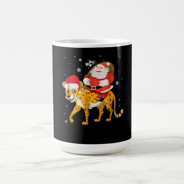 Taza De Café navidades santa montando cheetah regalo de Navidad (Centro)