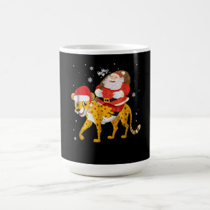 Taza De Café navidades santa montando cheetah regalo de Navidad