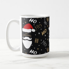 Taza De Café Navidades Santa Patrón Fondo negro con oro