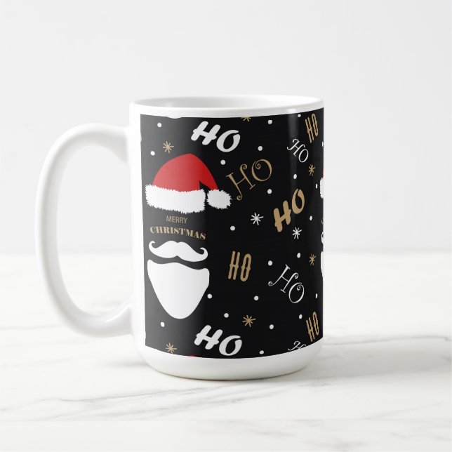 Taza De Café Navidades Santa Patrón Fondo negro con oro (Izquierda)