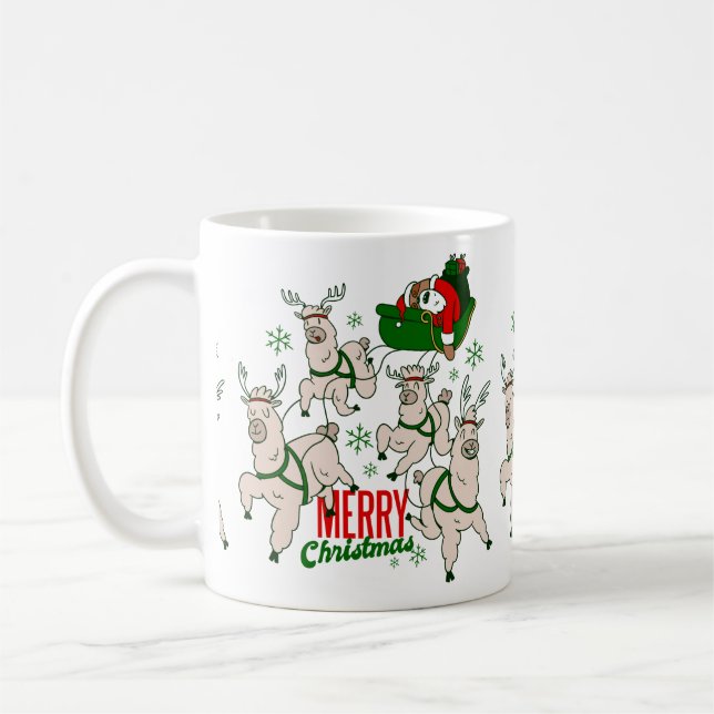 Taza De Café navidades santa sloth llamas (Izquierda)