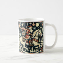 Navidades Santa Sobre Caballo De Aldea