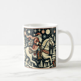 Taza De Café Navidades Santa Sobre Caballo De Aldea