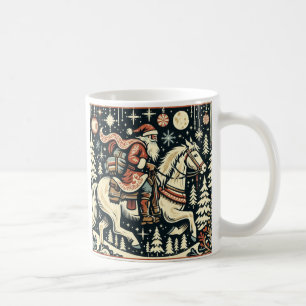Taza De Café Navidades Santa Sobre Caballo De Aldea