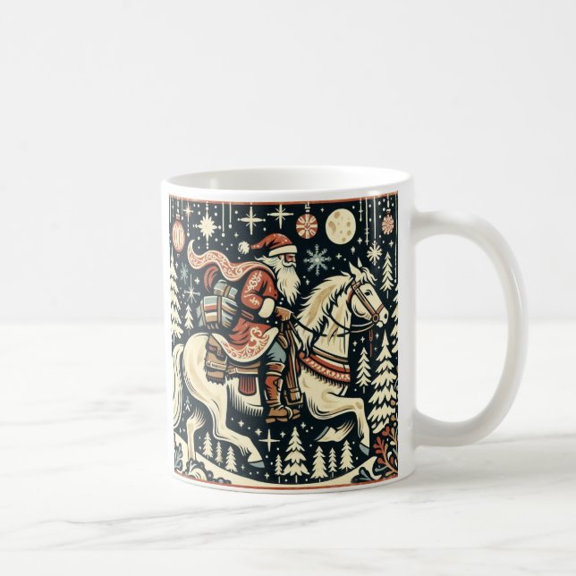 Taza De Café Navidades Santa Sobre Caballo De Aldea (Derecha)