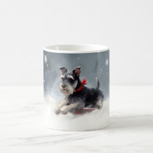 Taza De Café Navidades Schnauzer en miniatura en invierno