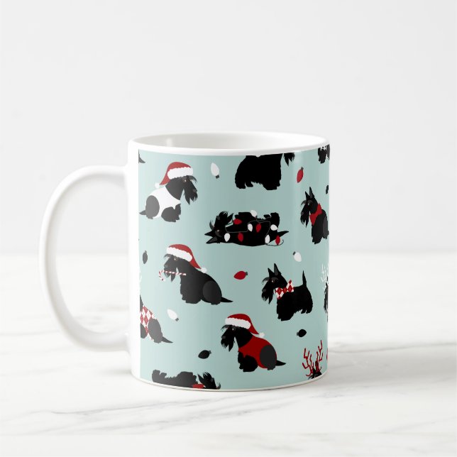 Taza De Café Navidades Scottish Terrier Blue (Izquierda)