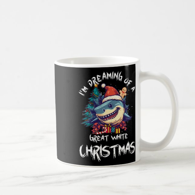 Taza De Café Navidades Shark Santa Hat Xmas Santa Jaws Gracioso (Derecha)