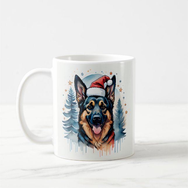 Taza De Café Navidades Shepherd de Alemania Mug (Izquierda)