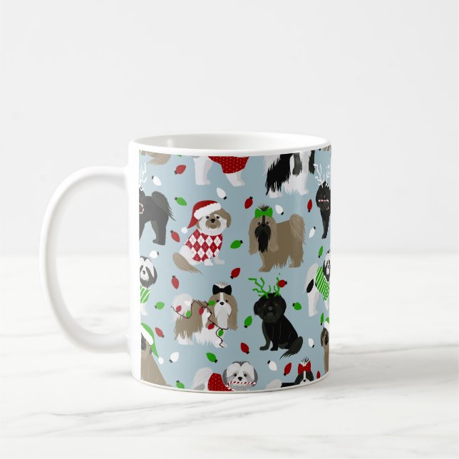 Taza De Café Navidades Shih Tzu Dogs Coffee Mug (Izquierda)