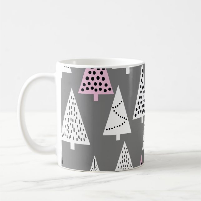 Taza De Café Navidades simples: Resumen del patrón de árbol (Izquierda)
