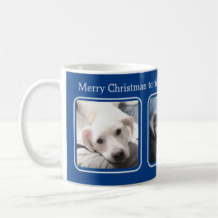 Taza De Café Navidades simples tres foto azul y blanco