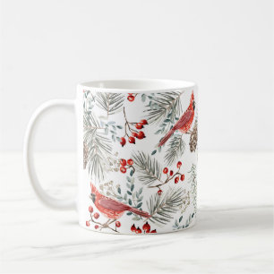 Taza De Café Navidades sin soldadura, pájaros cardinales, rojo