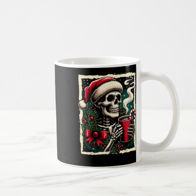 Taza De Café Navidades Skeleton Hot Cocoa Dead Inside Spooky Xm (Derecha)
