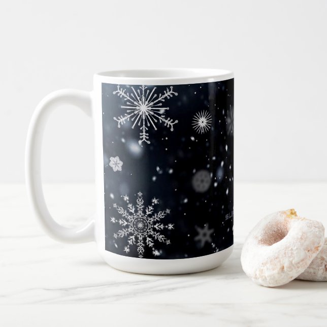 Taza De Café Navidades SlipperyJoe cayendo varios tamaños de fo (Con donut)