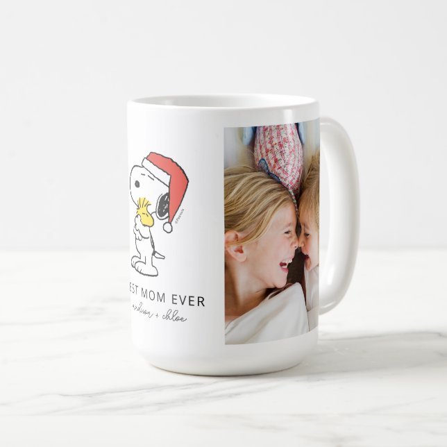Taza De Café Navidades Snoopy & Woodstock | Mejor Mamá - Foto (Anverso derecho)