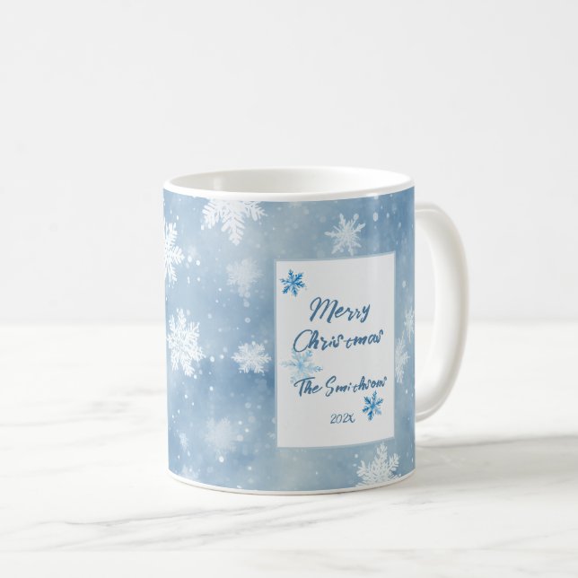 Taza De Café Navidades Snowflakes Blue Sky (Anverso derecho)
