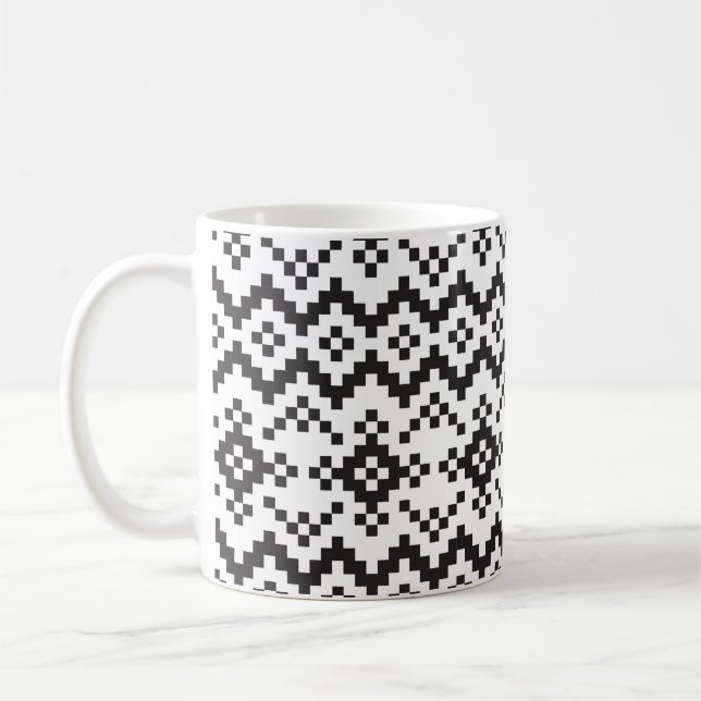 Taza De Café Navidades Snowflakes Fair Isle Seamless Patternart (Izquierda)