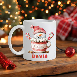 Taza De Café Navidades Snowman Hot Cocoa Candy Cane Marshmallow