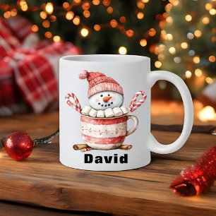 Taza De Café Navidades Snowman Hot Cocoa Candy Cane Marshmallow