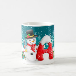 Taza De Café Navidades Snowman Letra Inicial Mug