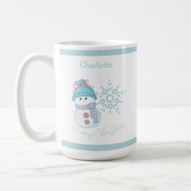 Taza De Café Navidades Snowman Snowflake Café Mug (Izquierda)