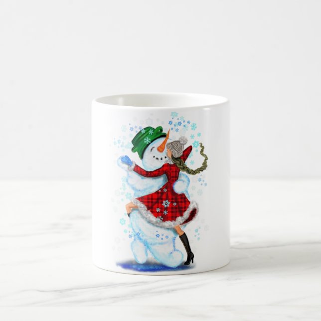 Taza De Café Navidades Snowman y bailarines Chicas Coffee Mug (Centro)