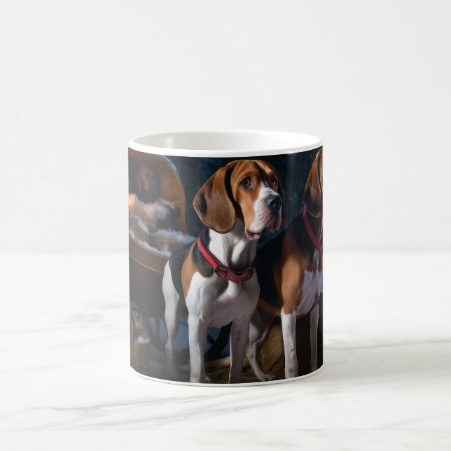 Taza De Café Navidades Snowy Sleigh de Foxhound Inglés American (Centro)