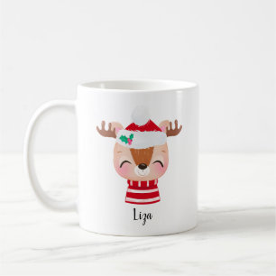 Taza De Café Navidades sonriendo cara de reno