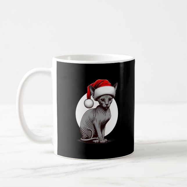 Taza De Café Navidades Sphynx Santa Hat Gracioso (Izquierda)