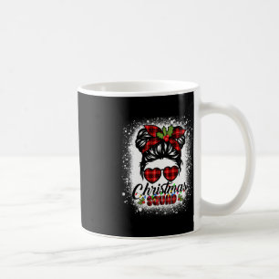 Taza De Café Navidades Squad Messy Bun Búfalo Plaid Leopard Wo