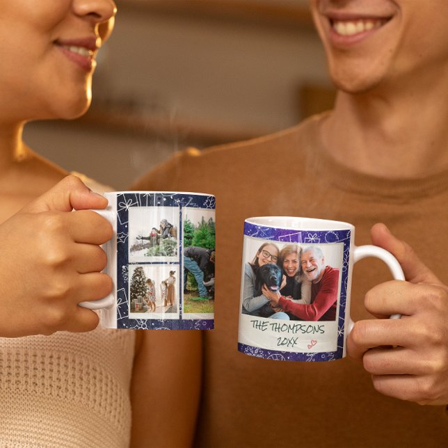 Taza De Café Navidades Starry Night Doodles 6 Photo Family Gift (Subido por el creador)