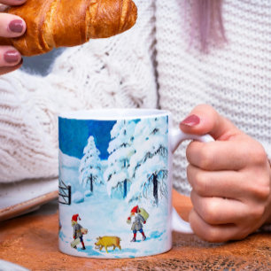 Taza De Café Navidades suecos Blue Jenny Nyström Gnome Vintage