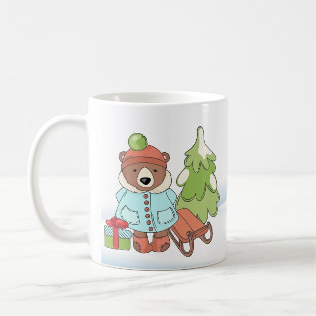 Taza De Café Navidades Teddy Bear Pareja con Regalo (Izquierda)