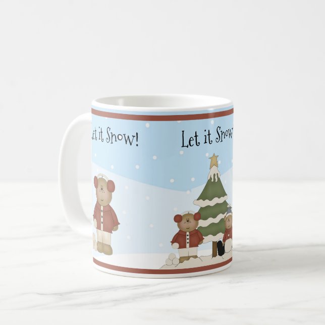 Taza De Café Navidades Teddy Bears, Santa y Snowman (Anverso izquierdo)