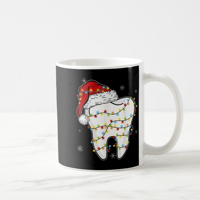 Taza De Café Navidades Teeth Dentist Xmas Luces Santa Hat Paja (Derecha)