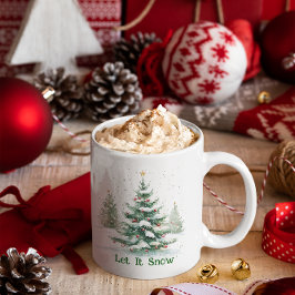 Taza De Café Navidades Tema Árbol de Navidad Dejar Que Nieva