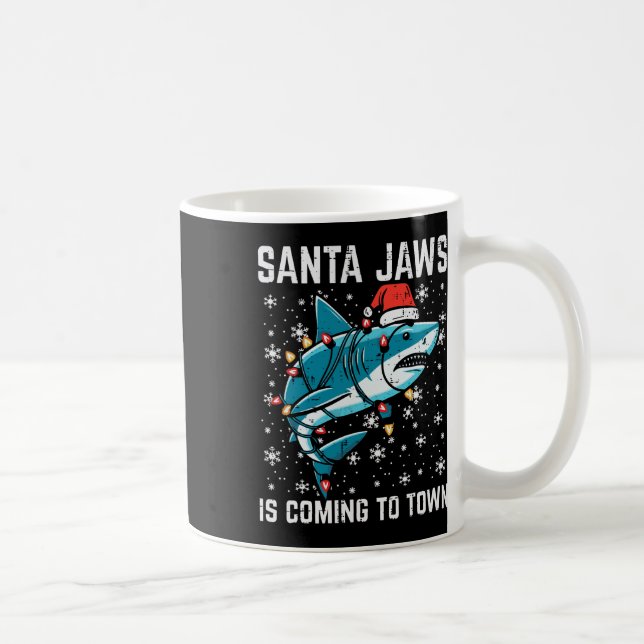 Taza De Café Navidades Tiburón Santa Jaws Navidad Hombres Niños (Derecha)