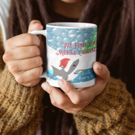 Taza De Café Navidades Tiburón te pescamos una Feliz Navidad