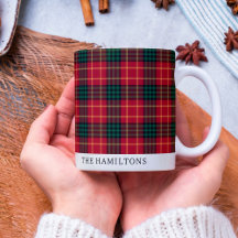 Navidades tocan Red Tartan Personalized Mug