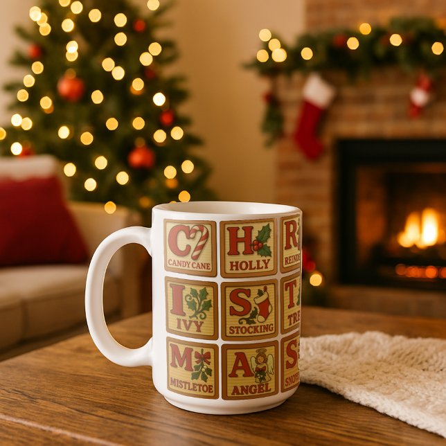 Taza De Café Navidades Toy Wooden Blocks (Subido por el creador)