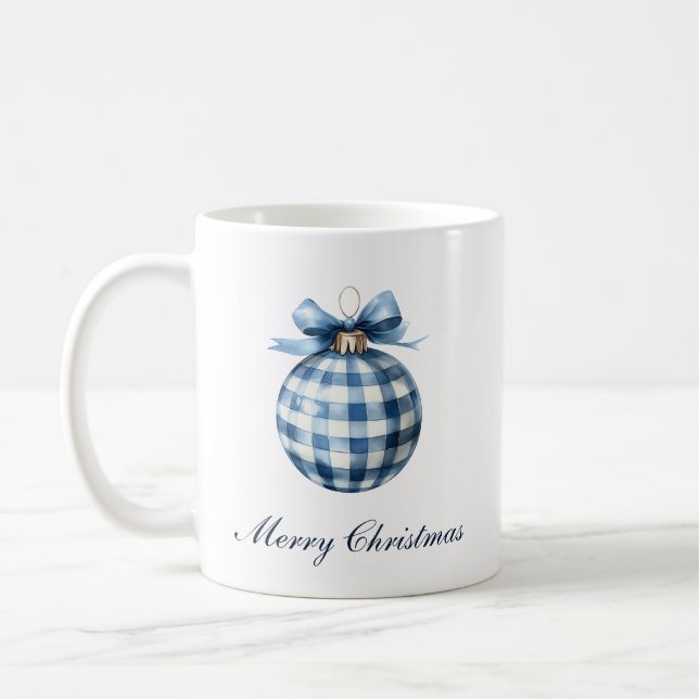 Taza De Café Navidades tradicionales de los adornos azules (Izquierda)