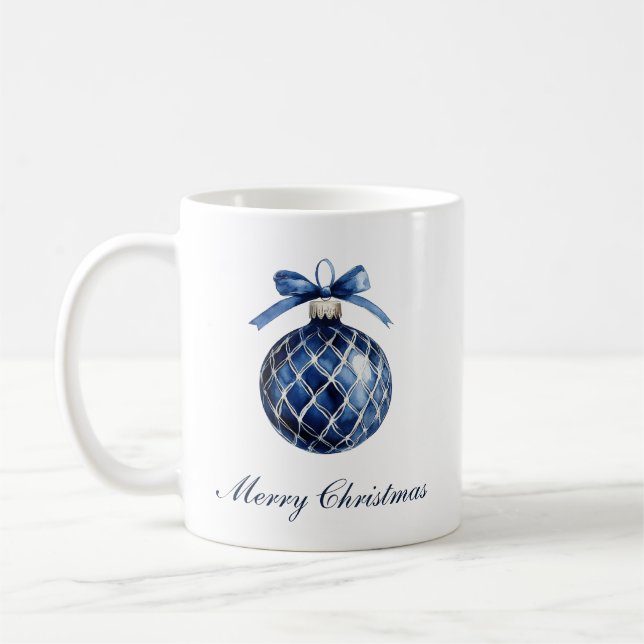 Taza De Café Navidades tradicionales de los adornos azules (Izquierda)