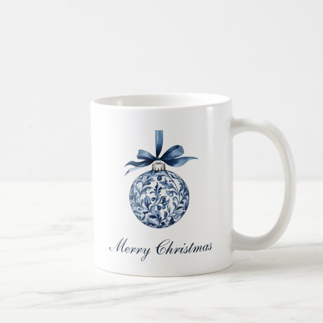 Taza De Café Navidades tradicionales de los adornos azules (Derecha)